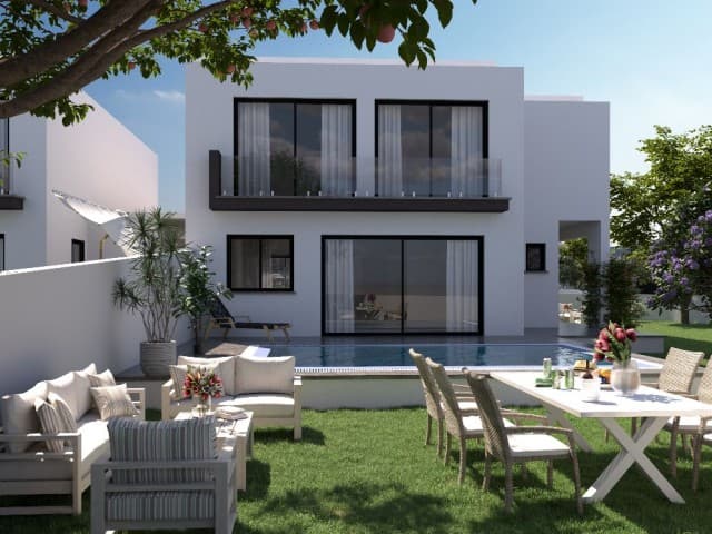 3+1 villas for sale with Turkish title deed and flexible installment in Kanlıköy, Nicosia